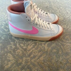 Nike Kids White and Pink High-Top Blazers
